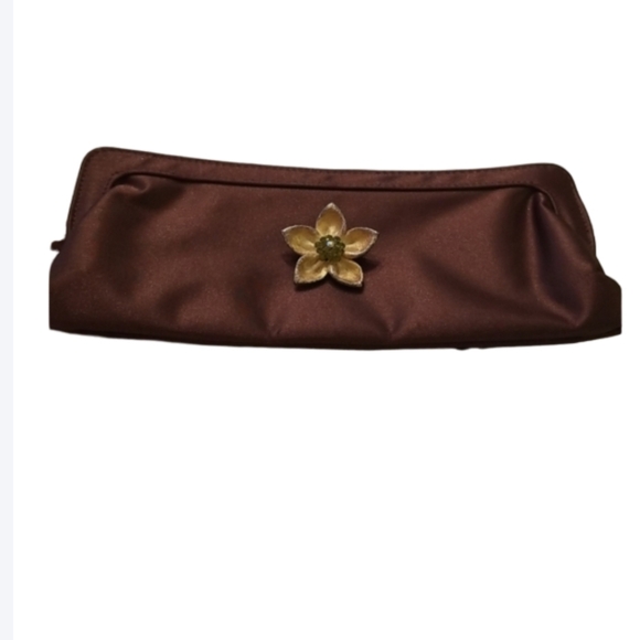 Vintage Brown Satin Clutch Bag - Picture 9 of 9